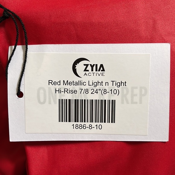 ✨Rare✨ NWT Zyia Active Red Metallic Light n Tight Hi-rise 7/8 24” size 8-10 - Picture 3 of 3